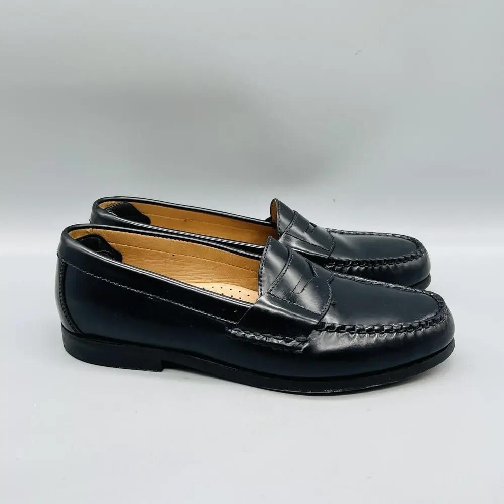 Johnston & Murphy Shoes Men 8.5 Black Leather Penny Loafers Slip On Dress Casual
